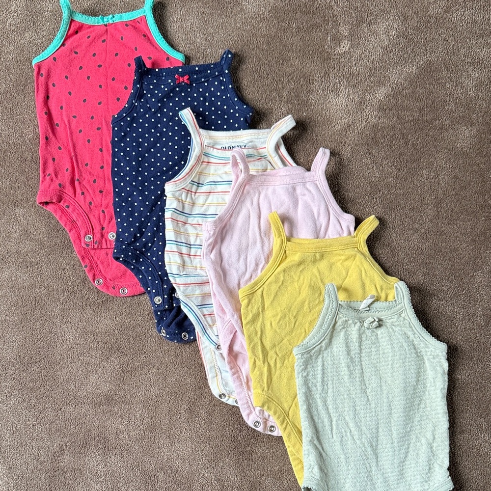 Six Baby Sleeveless Onesies 3-6 months